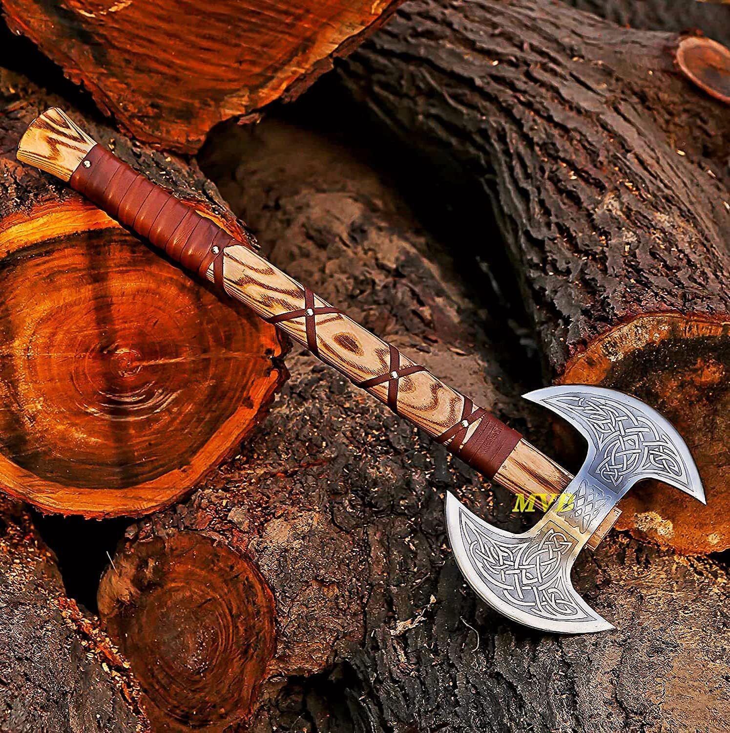 Ragnar Lothbrok Double Head Viking Battle Axe Handmade Replica Ragnar Lothbrok Double Head Viking Battle Axe Handmade Replica