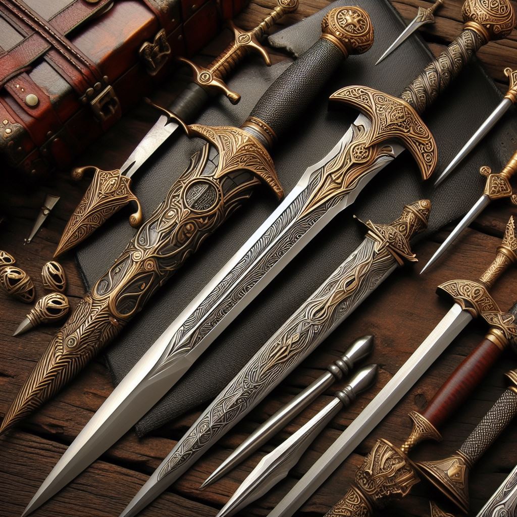 Crafting intricate replica swords through meticulous design and skilled craftsmanship.