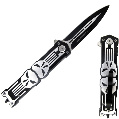 Punisher Glass Breaker Spring Assisted Knife Black Replica Punisher Glass Breaker Spring Assisted Knife Black Replica