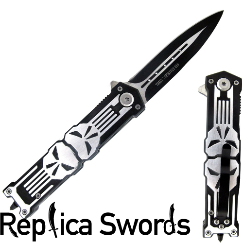 Punisher Glass Breaker Spring Assisted Knife Black Replica Punisher Glass Breaker Spring Assisted Knife Black Replica