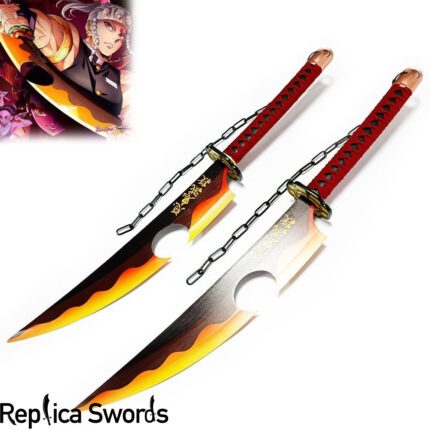 Uzui Tengen Sword Set - Amber Nichirin Twin Blade - Demon Slayer Props Replica