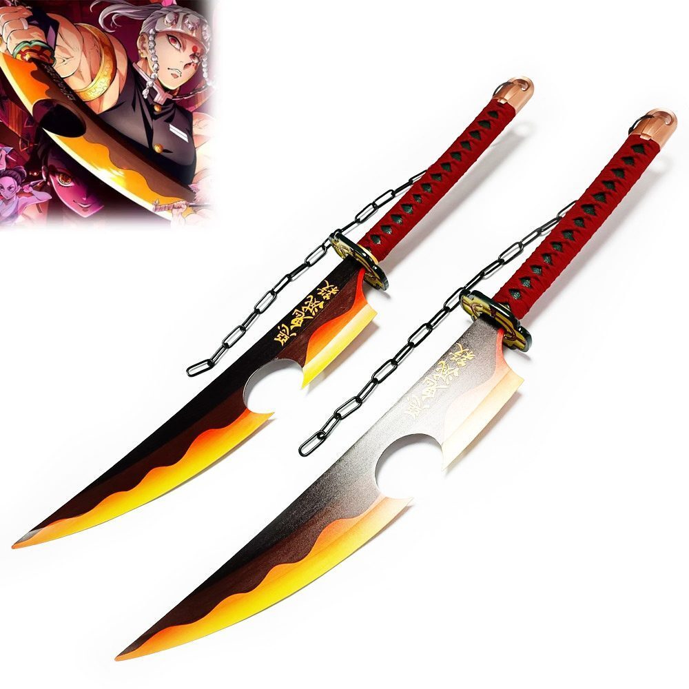 Uzui Tengen Sword Set - Amber Nichirin Twin Blade - Demon Slayer Props Replica Uzui Tengen Sword Set - Amber Nichirin Twin Blade - Demon Slayer Props Replica