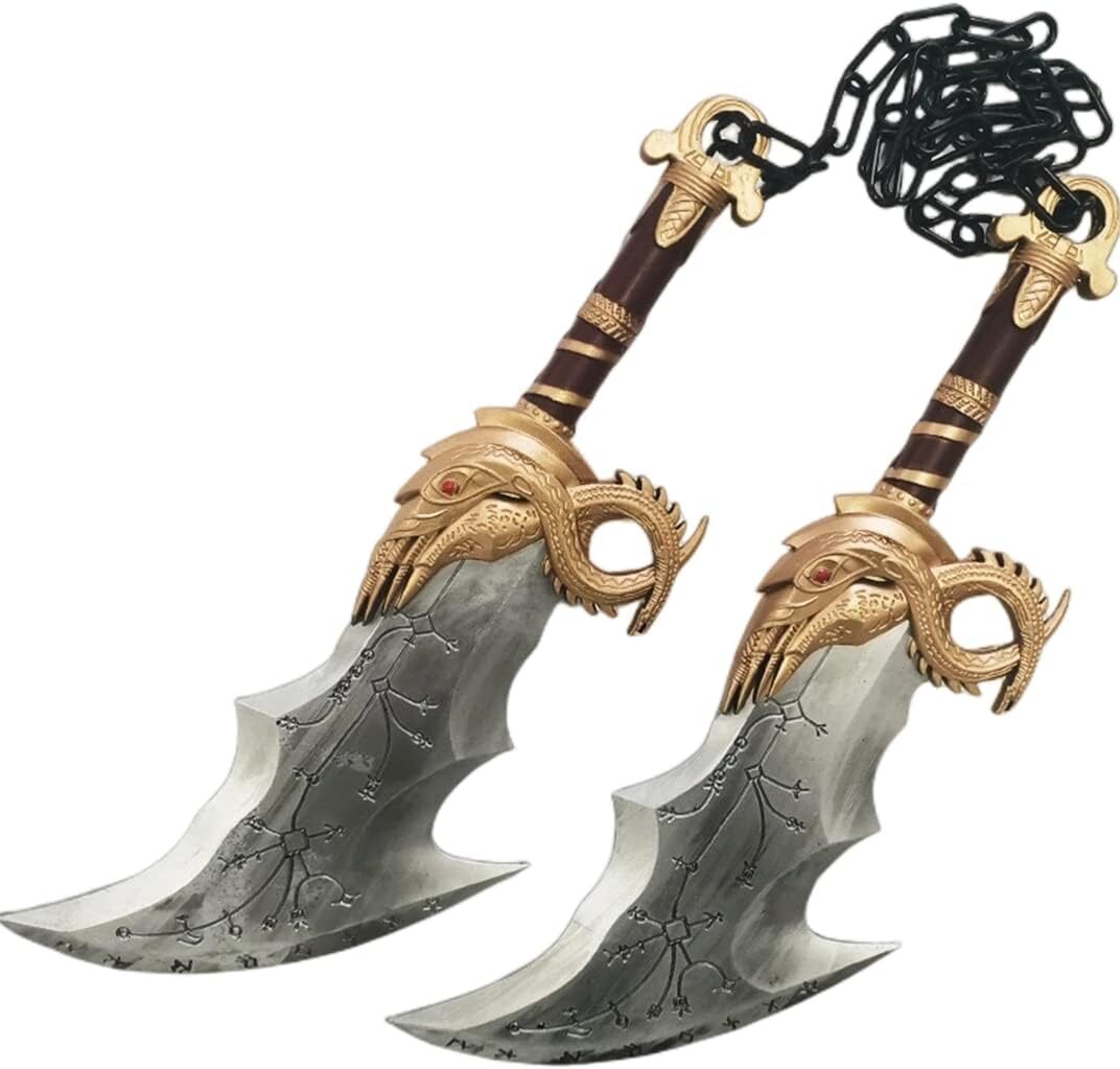 Kratos Blades of Chaos Pair Gold Finished Replica Kratos Blades of Chaos Pair Gold Finished Replica