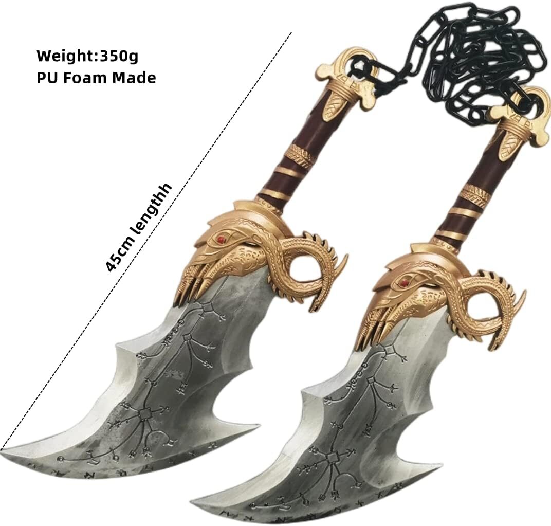 Kratos Blades of Chaos Pair Gold Finished Replica Kratos Blades of Chaos Pair Gold Finished Replica