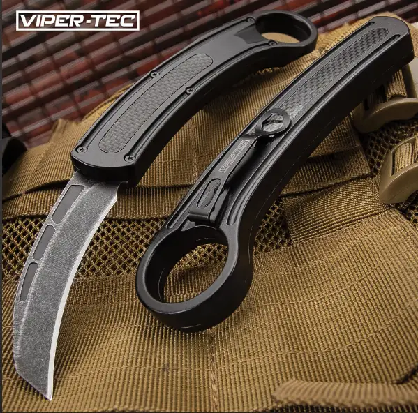Black OTF Karambit Knife with Switchblade & Stonewashed Finish Black OTF Karambit Knife with Switchblade & Stonewashed Finish